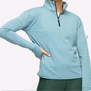 Outdoor Voices OV Fleece Half Zip Pullover Sweater in Seafoam, sz S